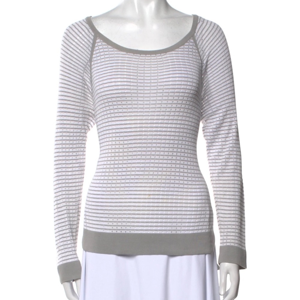 Rag & Bone Gray and White Knit Top
